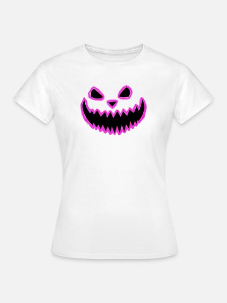 Neon Kürbisgesicht Pink - Gruppenkostüm - Frauen T-Shirt - Weiß