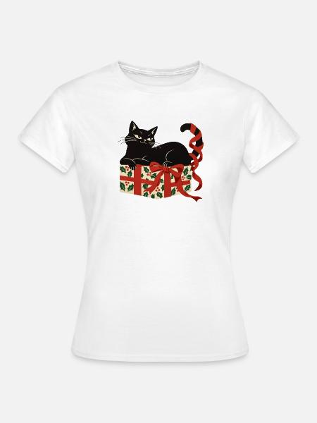 Schwarze Katze Weihnachtsgeschenk Weihnachtsmuffel - Frauen T-Shirt - Weiß