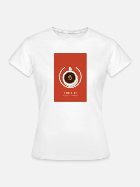 Einschalten des Kaffeetassen-Power-Knopfs minimal - Frauen T-Shirt - Weiß