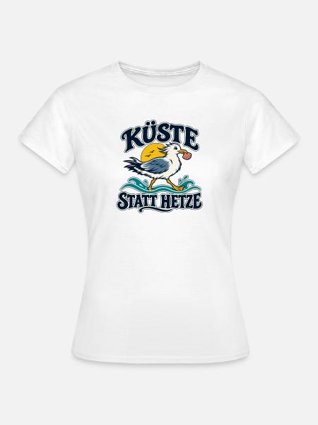 Möwe – Küste statt Hetze - Frauen T-Shirt - Weiß