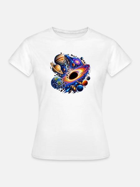 Schwarze Loch Galaxie – Kosmische Weltraumkunst - Frauen T-Shirt - Weiß