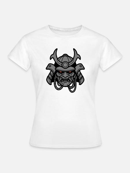 Cyber Samurai Helm Logo - Frauen T-Shirt - Weiß