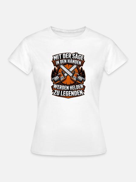 Sägehelden im Wald - Frauen T-Shirt - Weiß