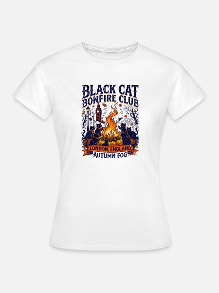 Black Cat Bonfire Club London England - Frauen T-Shirt - Weiß