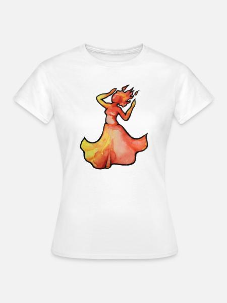 Flammentänzerin Aquarell - Frauen T-Shirt - Weiß