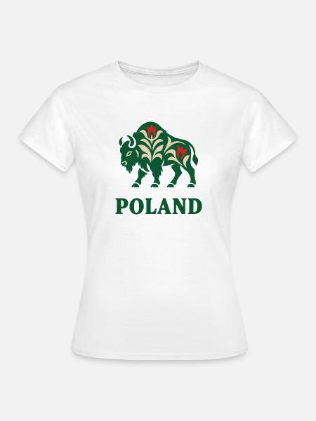 Polnische Bison-Volkskunst Polen Souvenir - Frauen T-Shirt - Weiß