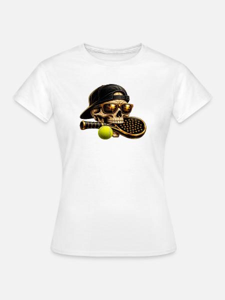 Skelett mit Sonnenuntergang Padel-Style - Frauen T-Shirt - Weiß