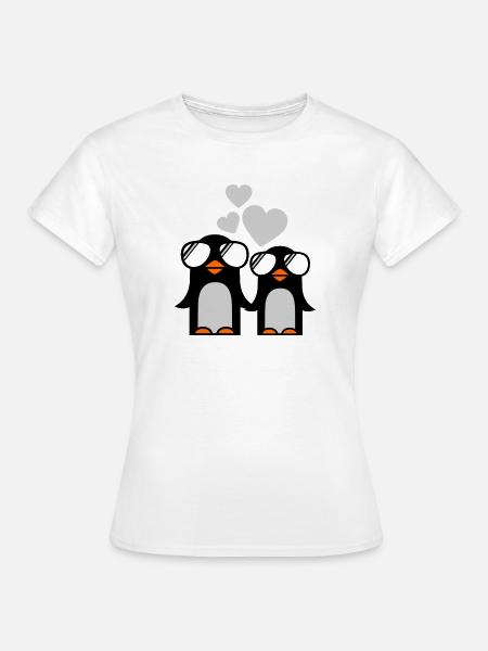 penguins fallen in love - pinguine - Frauen T-Shirt - Weiß