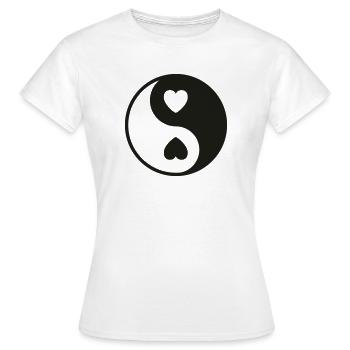 Ying Yang Hearts - Women's T-Shirt - white - Front - AI Model Female 172 dark (172cm)