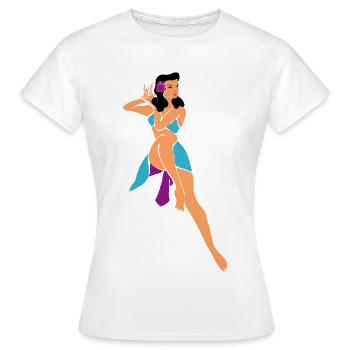 Pin up beach girl 1950's - T-shirt Femme - blanc - Devant - AI Model Female 172 dark (172cm)