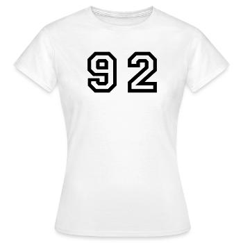 Nombre - 92 - Quatre-vingt deux - T-shirt Femme - blanc - Devant - AI Model Female 172 dark (172cm)