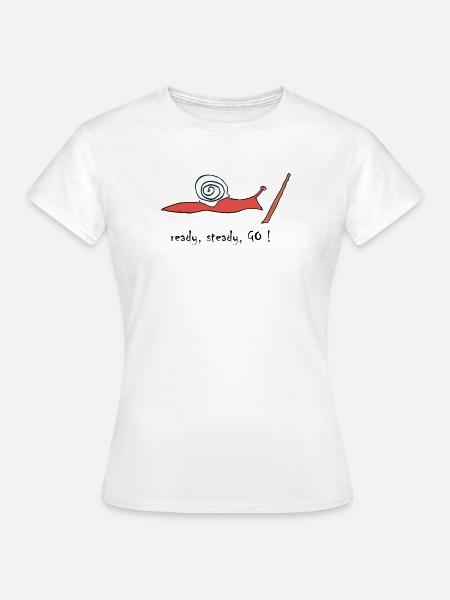 running snail -- ready, steady, GO ! - Frauen T-Shirt - Weiß