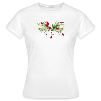 branches hivernales de cynorrhodon, de sapin et de gui - T-shirt Femme - blanc - Devant - AI Model Female 172 dark (172cm)