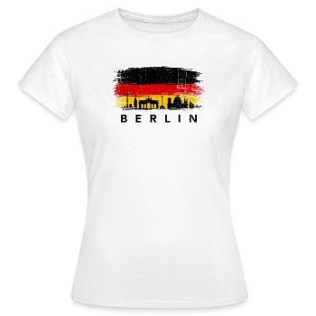Horizon de Berlin sur drapeau peint - T-shirt Femme - blanc - Devant - AI Model Female 172 dark (172cm)