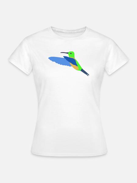 Bunter Kolibri im Flugdesign - Frauen T-Shirt - Weiß