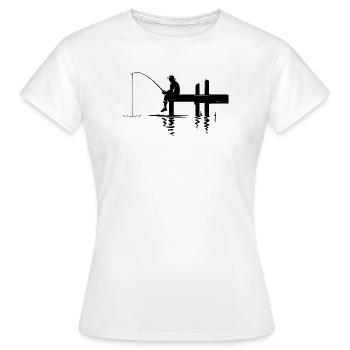 Fisherman Silhouette Nature Minimalist - Women's T-Shirt - white - Front - AI Model Female 172 dark (172cm)