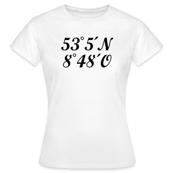 Bremer Koordinaten Bremen Längengrad Breitengrad - Frauen T-Shirt - Weiß - Vorne - AI Model Female 172 dark (172cm)