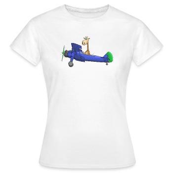 Enfants girafe dessin animé avion - T-shirt Femme - blanc - Devant - AI Model Female 172 dark (172cm)
