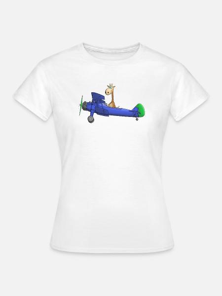 Flugzeug Comic Giraffe Kinder - Frauen T-Shirt - Weiß