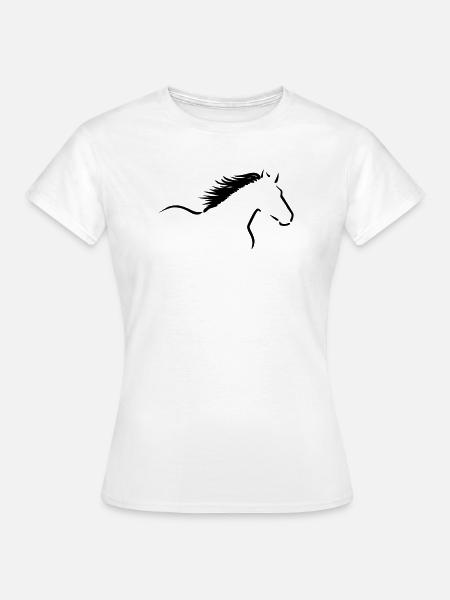 Zeichnung: Pferd mit wehender Mähne - Frauen T-Shirt - Weiß
