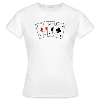 Karo- Herz- Pik- Kreuz-As Kartenspiel Poker Profi - Frauen T-Shirt - Weiß - Vorne - AI Model Female 172 dark (172cm)