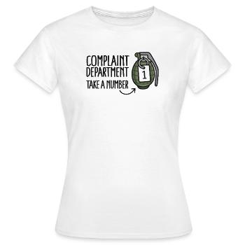 Beschwerdeabteilung Kundendienst Handgranate - Frauen T-Shirt - Weiß - Vorne - AI Model Female 172 dark (172cm)