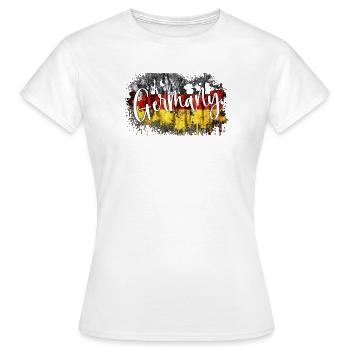 Deutschland Flagge Schwarzrotgold Nationalstolz - Frauen T-Shirt - Weiß - Vorne - AI Model Female 172 dark (172cm)