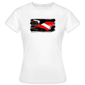 Diagonal Crimson Splash auf Schwarz - Frauen T-Shirt - Weiß - Vorne - AI Model Female 172 dark (172cm)