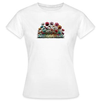 wild und ungezähmt wiesenblumen blume natur - Frauen T-Shirt - Weiß - Vorne - AI Model Female 172 dark (172cm)