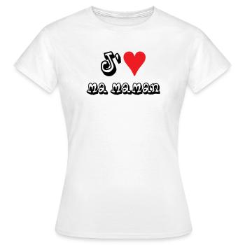 J'aime ma maman - T-shirt Femme - blanc - Devant - AI Model Female 172 dark (172cm)