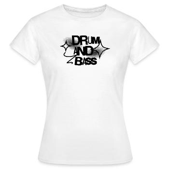 Drum and Bass Psychedelic Ink Swirl Design - T-shirt Femme - blanc - Devant - AI Model Female 172 dark (172cm)