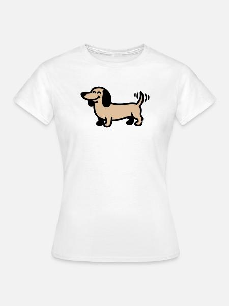 Fröhlicher Dackel Hund Comic - Frauen T-Shirt - Weiß