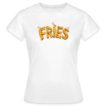 Fries Pommes Typografie Design   - Frauen T-Shirt - Weiß - Vorne - AI Model Female 172 dark (172cm)