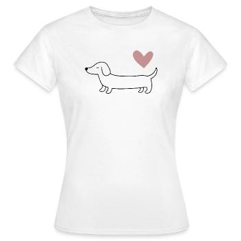 Minimalist Dachshund Love I Dachshund with Heart - Women's T-Shirt - white - Front - AI Model Female 172 dark (172cm)