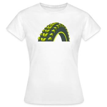 MTB Bicycle Tire Graphic - Women's T-Shirt - white - Front - AI Model Female 172 dark (172cm)