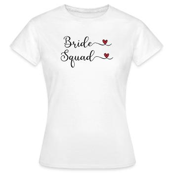 Bride Squad : typographie manuscrite mignonne avec un HEA - T-shirt Femme - blanc - Devant - AI Model Female 172 dark (172cm)