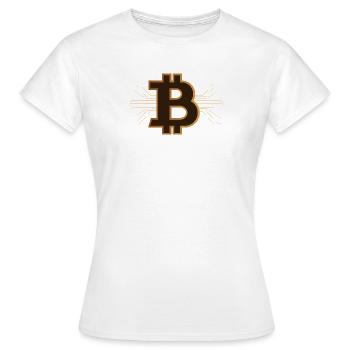 Bitcoin - Braun/Gold Kryptowährung - Frauen T-Shirt - Weiß - Vorne - AI Model Female 172 dark (172cm)