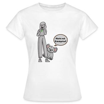 Koala fragt nach Eukalyptus - Frauen T-Shirt - Weiß - Vorne - AI Model Female 172 dark (172cm)