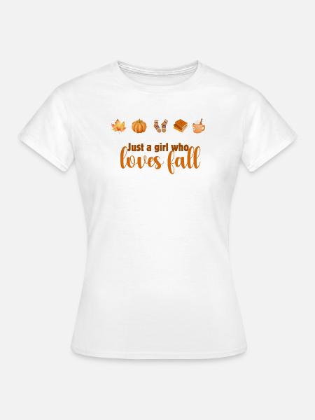Herbstliebendes Mädchen Design, Fall Vibes - Frauen T-Shirt - Weiß