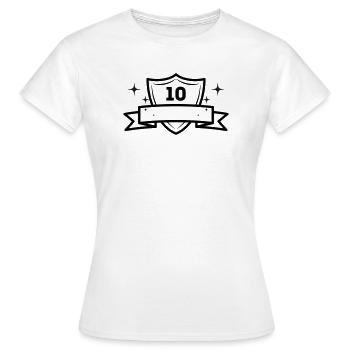 10 Jahre Jubiläum Geschenk - Frauen T-Shirt - Weiß - Vorne - AI Model Female 172 dark (172cm)