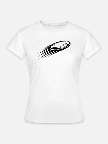Wurfscheibe Bewegung Schwarz Symbol - Frauen T-Shirt - Weiß