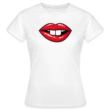 Lèvres rouges avec des dents de lapin - T-shirt Femme - blanc - Devant - AI Model Female 172 dark (172cm)