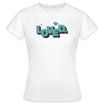 Loved 1 Johannes 4:16 Christlicher Glaube - Frauen T-Shirt - Weiß - Vorne - AI Model Female 172 dark (172cm)