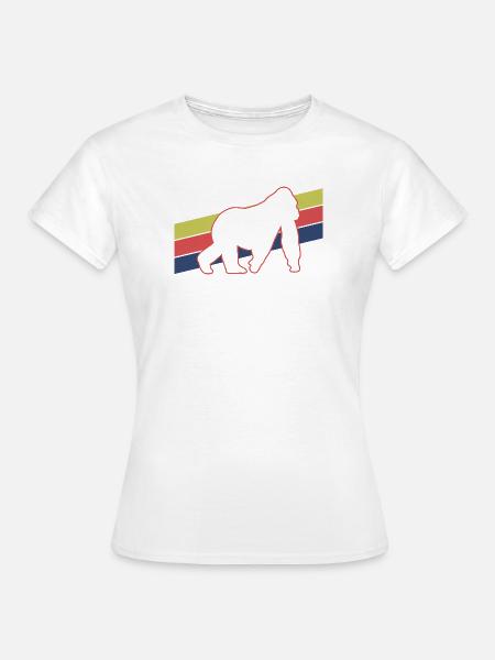 Affe Silhouette Retro - Frauen T-Shirt - Weiß