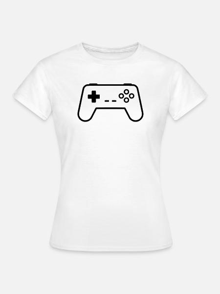 Gamepad Controller Outline Gaming Vektor - Frauen T-Shirt - Weiß