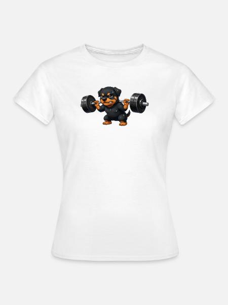 Rottweiler Gewichtheber Barbell Training Workout - Frauen T-Shirt - Weiß