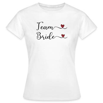 Team Bride mignonne typographie manuscrite avec un cœur - T-shirt Femme - blanc - Devant - AI Model Female 172 dark (172cm)