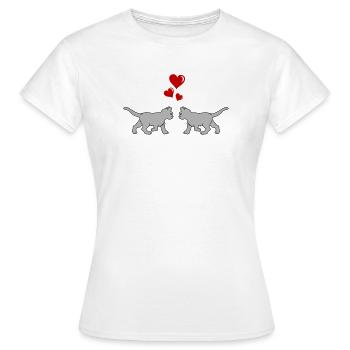 katze_verliebt_02 - T-shirt Femme - blanc - Devant - AI Model Female 172 dark (172cm)