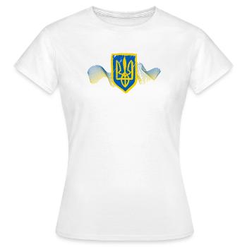 Ukrainisches Dreizack-Emblem-Design - Frauen T-Shirt - Weiß - Vorne - AI Model Female 172 dark (172cm)