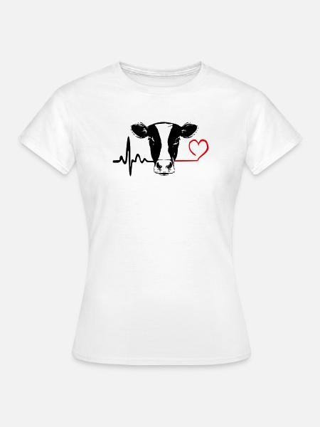 Cow Love Heartbeat - Women's T-Shirt - white